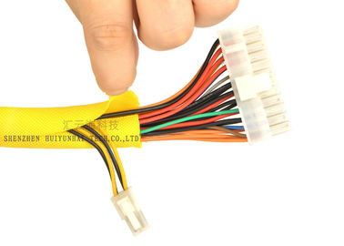 comprare Auto giallo di colore che avvolge manicotto intrecciato spaccatura per i cavi elettrici fabbricazione online