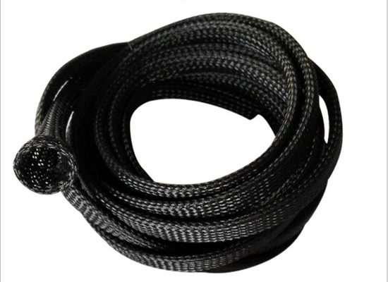 Manicotto intrecciato espandibile in PET con protezione cavi da 6 mm, colore nero, ignifugo