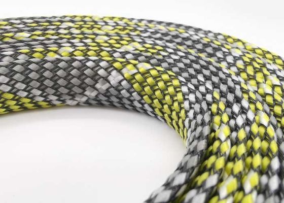 Colore nero giallo di manicotto intrecciato elettrico del cablaggio 80mm del filato dell'ANIMALE DOMESTICO pp